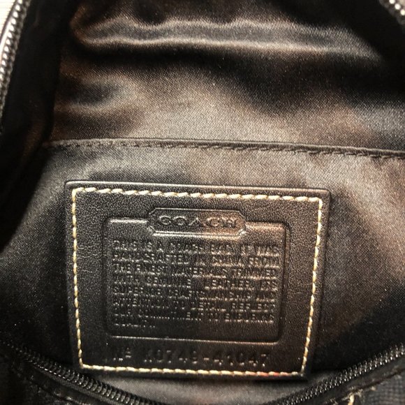 Coach Mini Signature Print Striped Black Small Leather Trim Logo Handbag - Picture 7 of 11